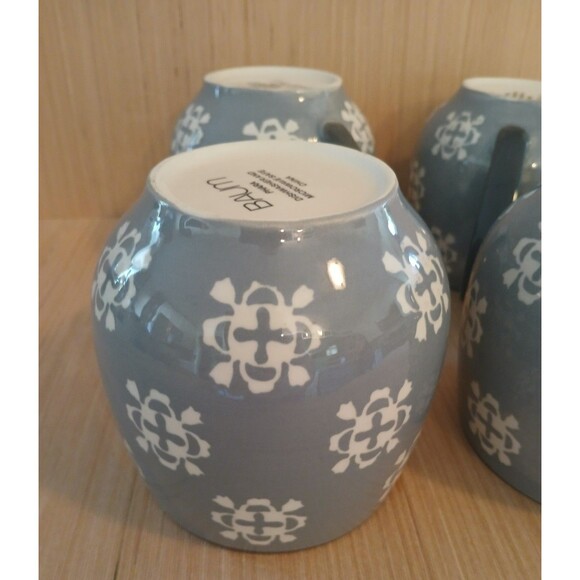 Baum Bros Phara Stoneware Pot Belly Mugs Gray Large 20 OZ Set Of 4 Micro Safe - Picture 7 of 12
